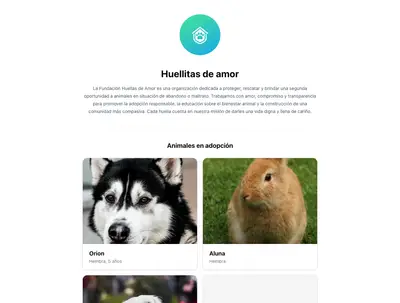 Imagen del sitio web de adopciones